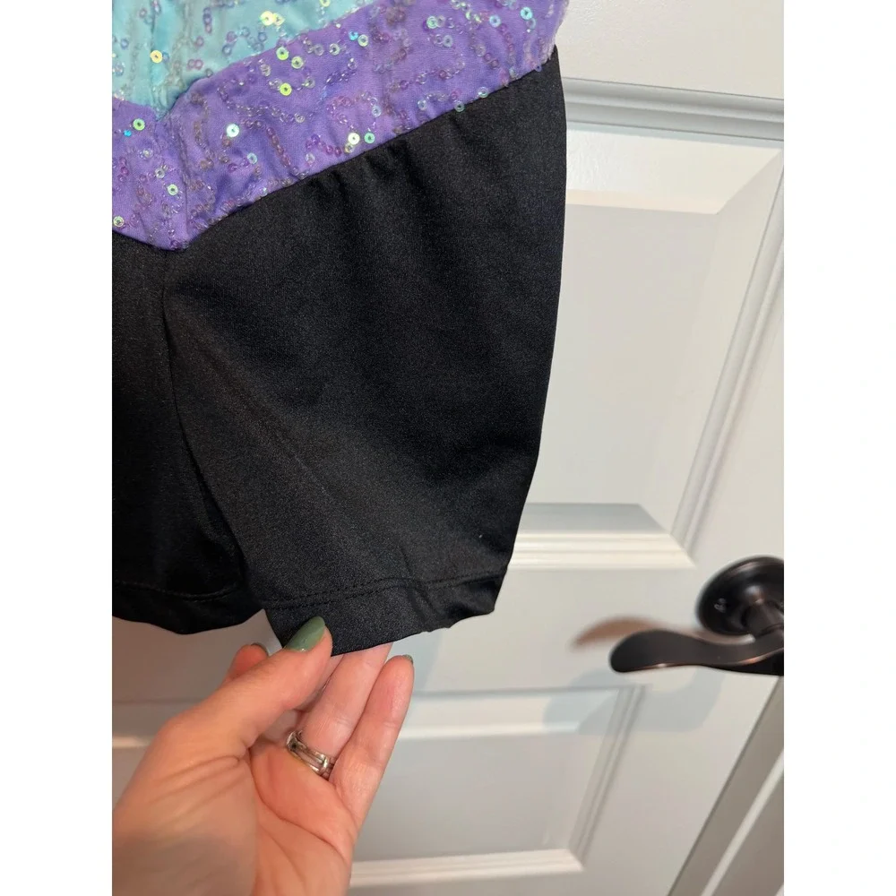 Revolution Dancewear Kids Sequin Chevron Halter Biketard Black Multi RC23983 LC